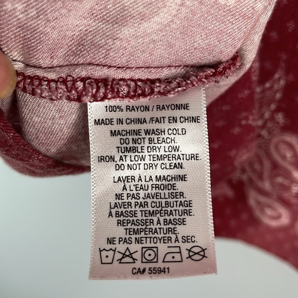 HARLOW Paisley Print Flowy Cami Tank Top Burgundy Adjustable Beachy Boho Size XL - Picture 9 of 11